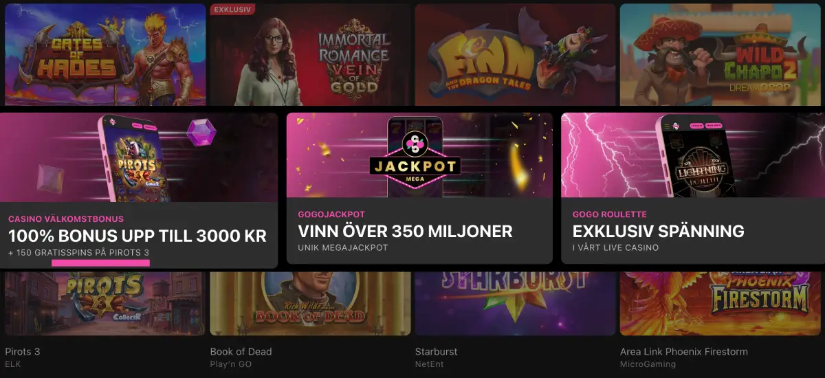 Bonusar och freespins hos GoGoCasino