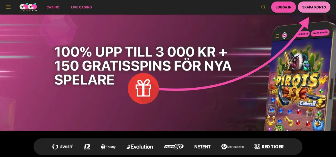 Välkomstbonus hos GoGoCasino