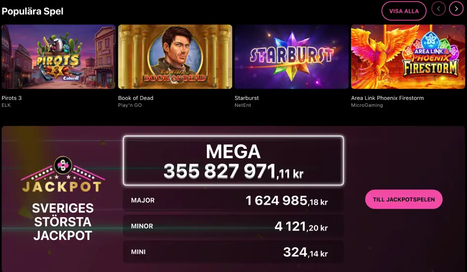Jackpott hos GoGoCasino