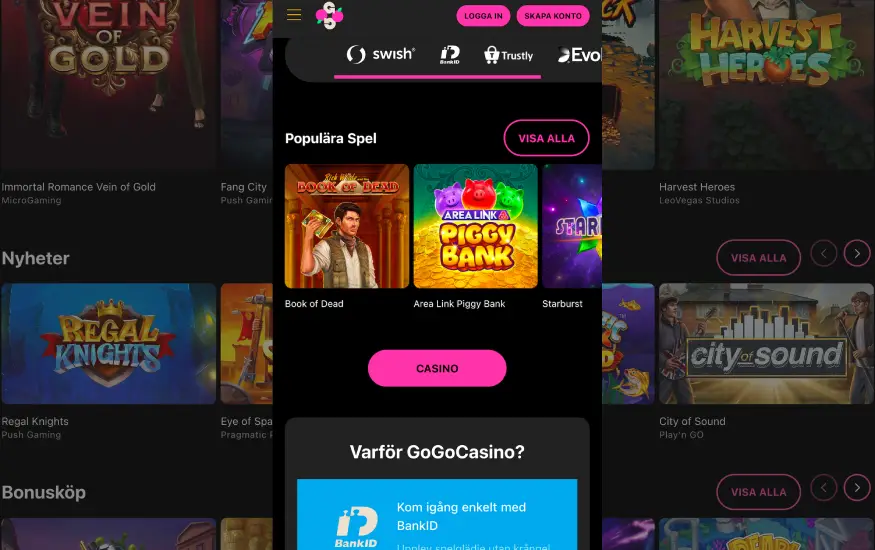 Spela från mobilen på GoGoCasino